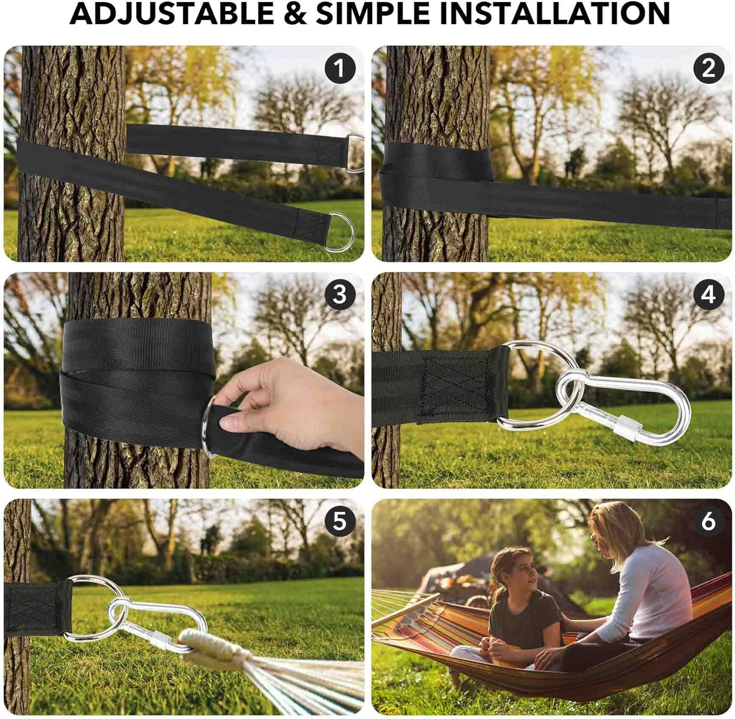 Extra Long Tree Swing Kit, 5FT Premium Nylon Straps Hold 2200LBS, Safety Lock...