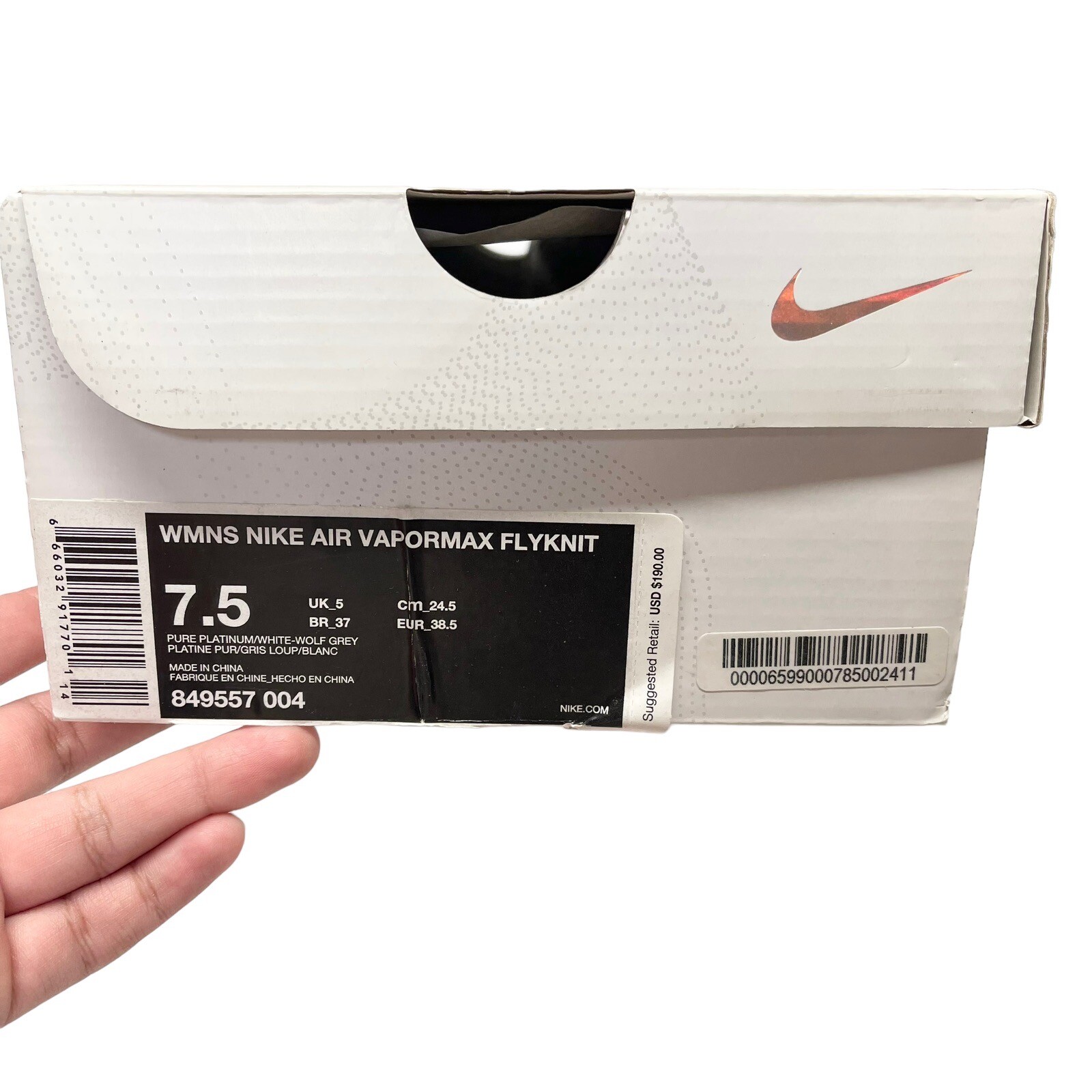 Nike Air VaporMax Pure Platinum Women's Size 7.5