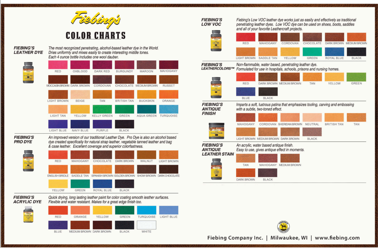 Fiebing's Alcohol Based Penetrating Leather Dye 28 Different Colors 32oz Bottle