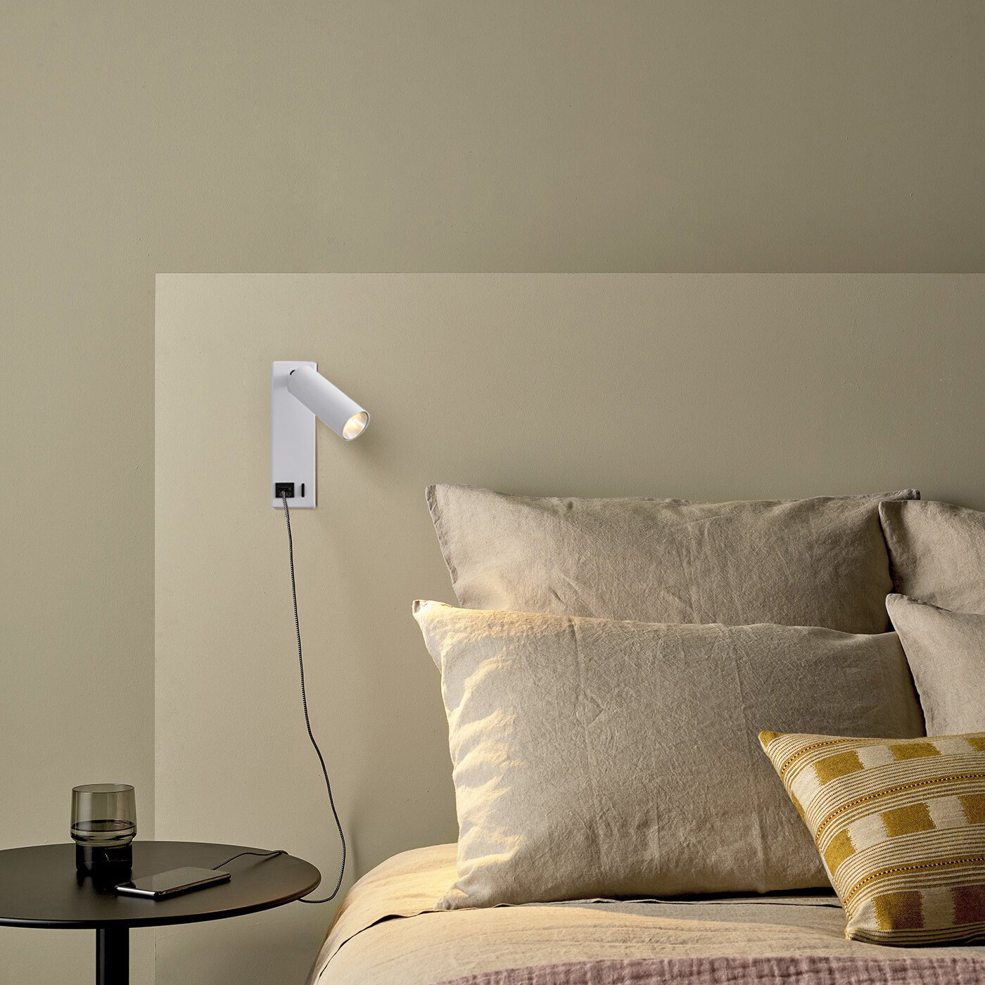 COB LED Bedside Light Wall Lamp Fixture USB Charging Port Switch Surface Mounted