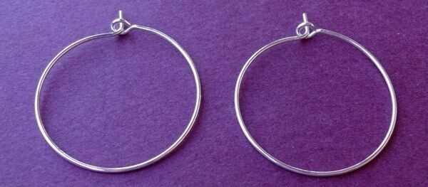 24 SILVER Plated HOOPS ~ Ear Wires or WINE Glass RINGS for CHARMS 1" ~ 25mm