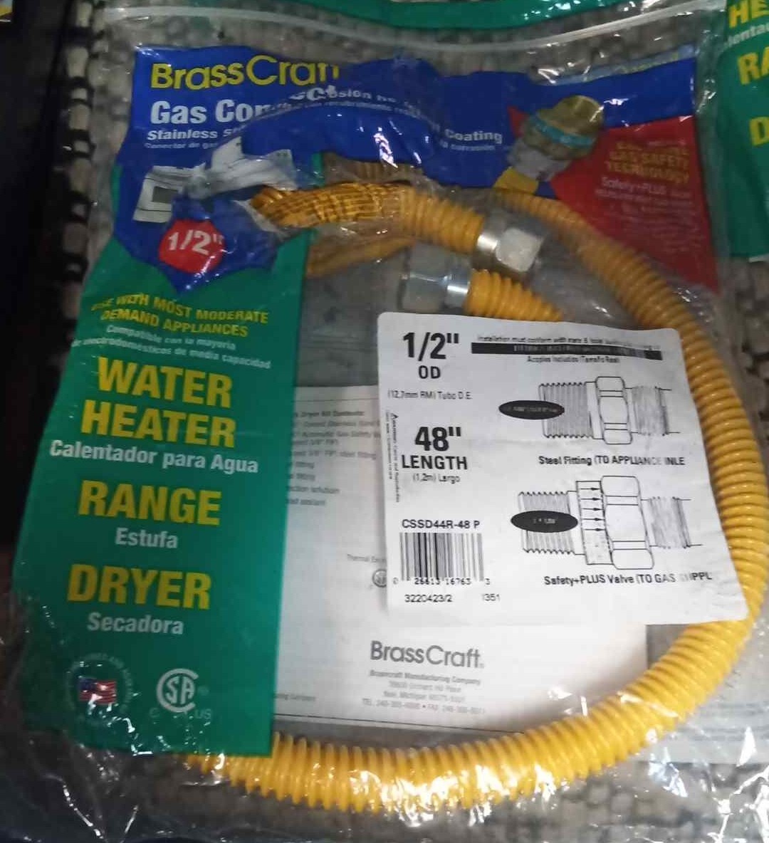 BrassCraft CSSD44-48 P 1/2" MIP x 1/2" MIP 48-Inch Gas Appliance Connector