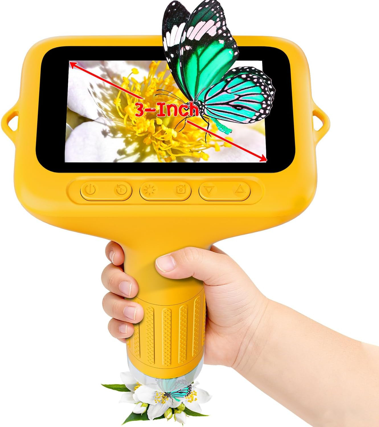 SKYBASIC Digital Microscope for Kids, 3" Screen 1000X Handheld Microscope HD Poc