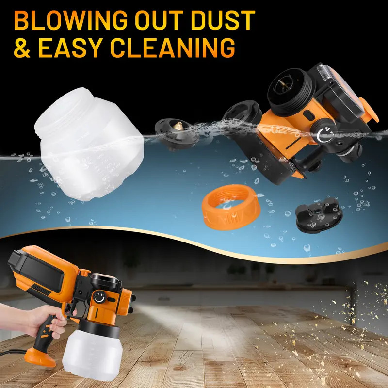 Complete 1000W Electric Paint Sprayer Kit 1500ML Cup Adjustable Flow & Easy Clea
