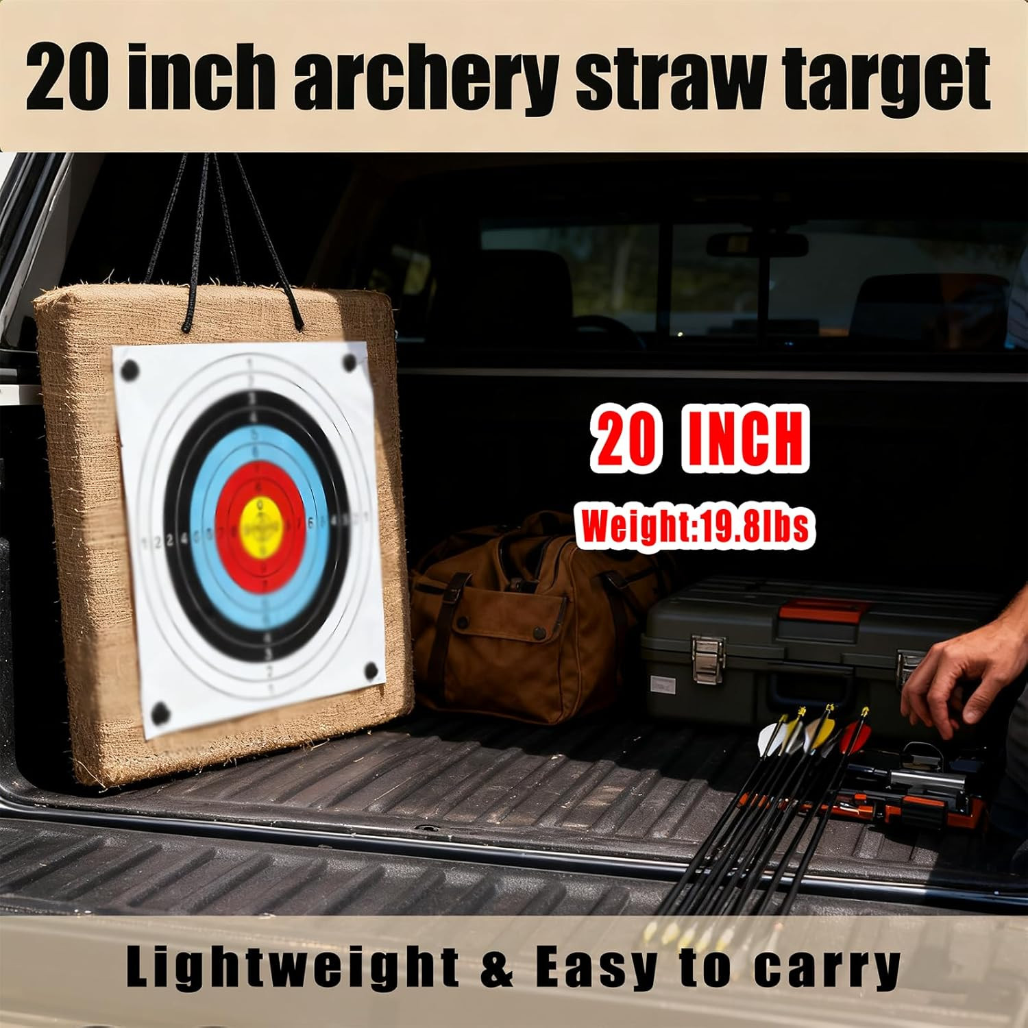 20 Inch Straw Archery Target with Handle - Bow & Arrow Target Practice Set Inclu