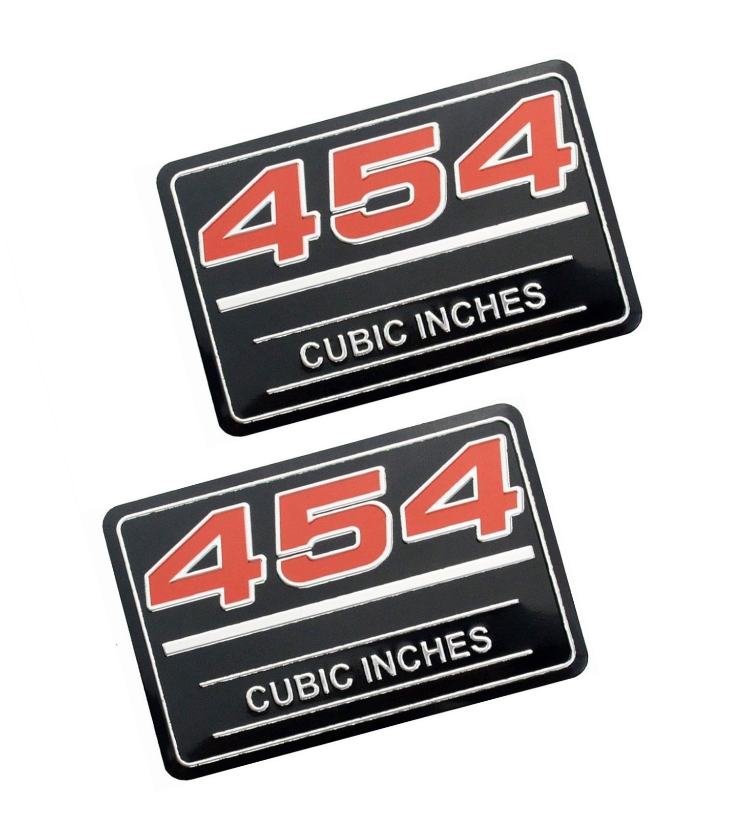 Pair 454 Cubic Inch Engine Emblem 3D Badge Valve Cover Metal Insert 12393652