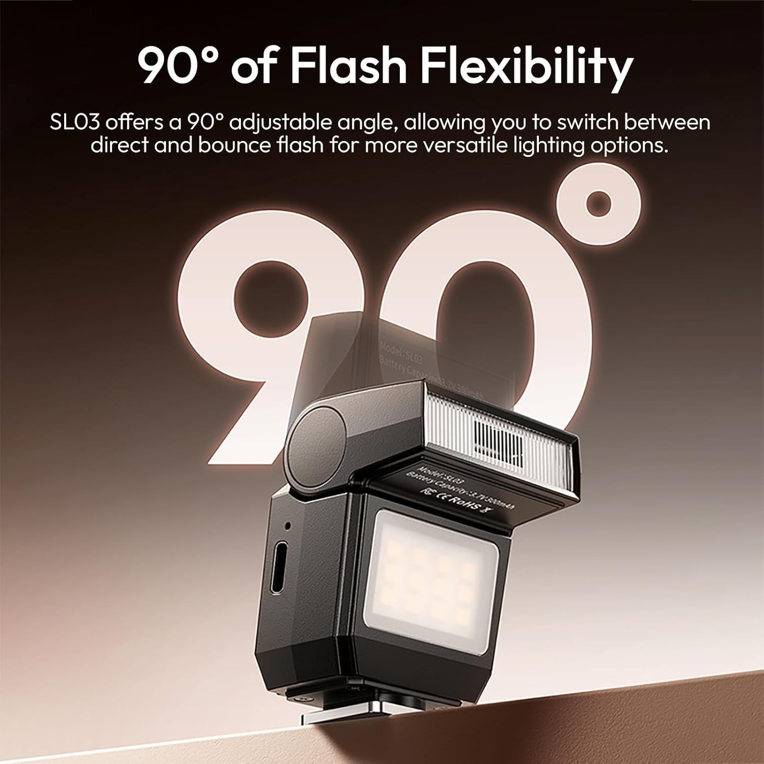 Versatile SL03 Camera Speedlite: GN8 Flash, 90° Adjustable, DSLR Compatible