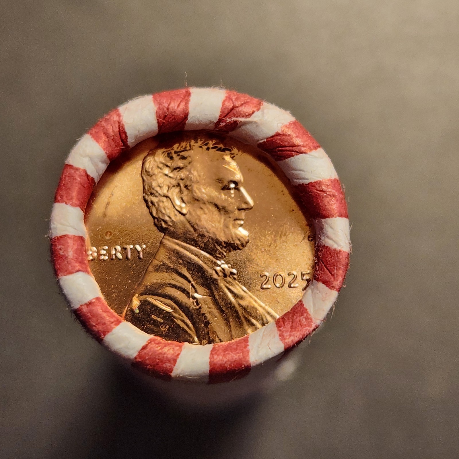 1 OBW ROLL, 2025 LINCOLN CENTS, (50 COINS) (THE FINAL YEAR), UNC, H/H OR H/T