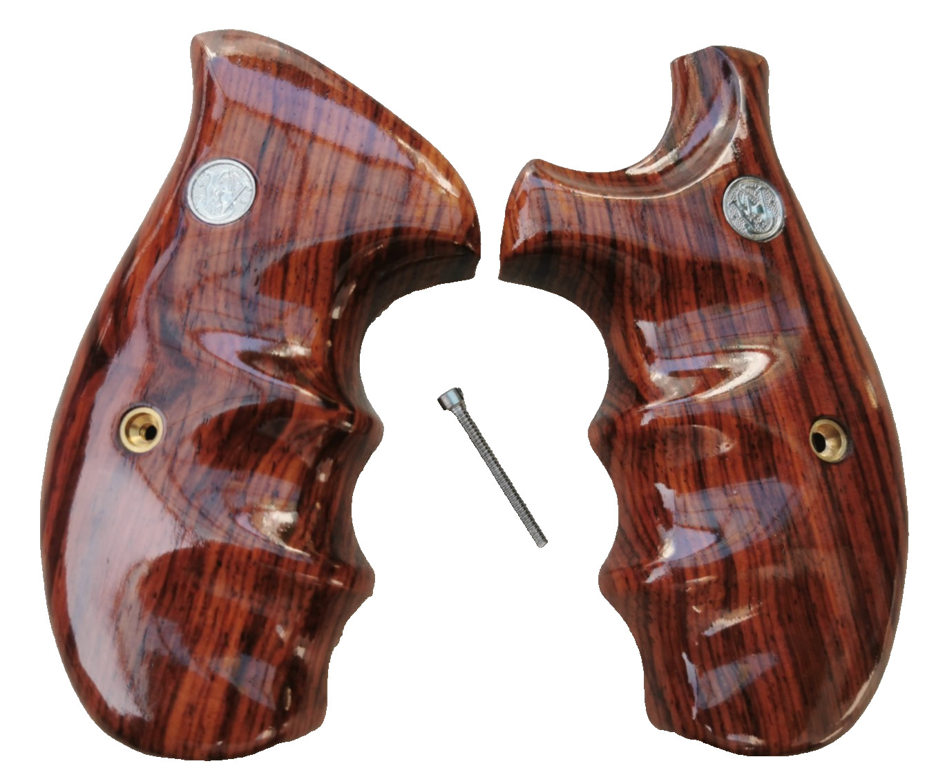 COMBAT GRIPS FOR S&W MODEL 66, 686, 696 K L FRAME ROUND BUTT ROSE WOOD NICE # 9