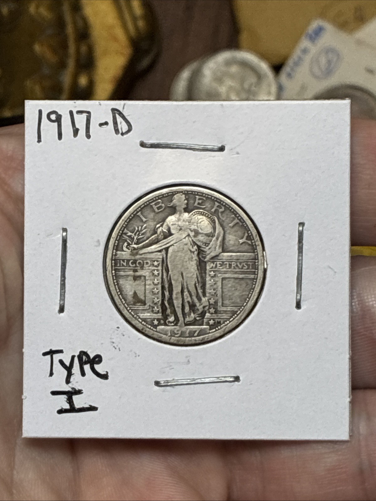 1917-D No Stars Below Eagle Standing Liberty Quarter Type 1 Rare