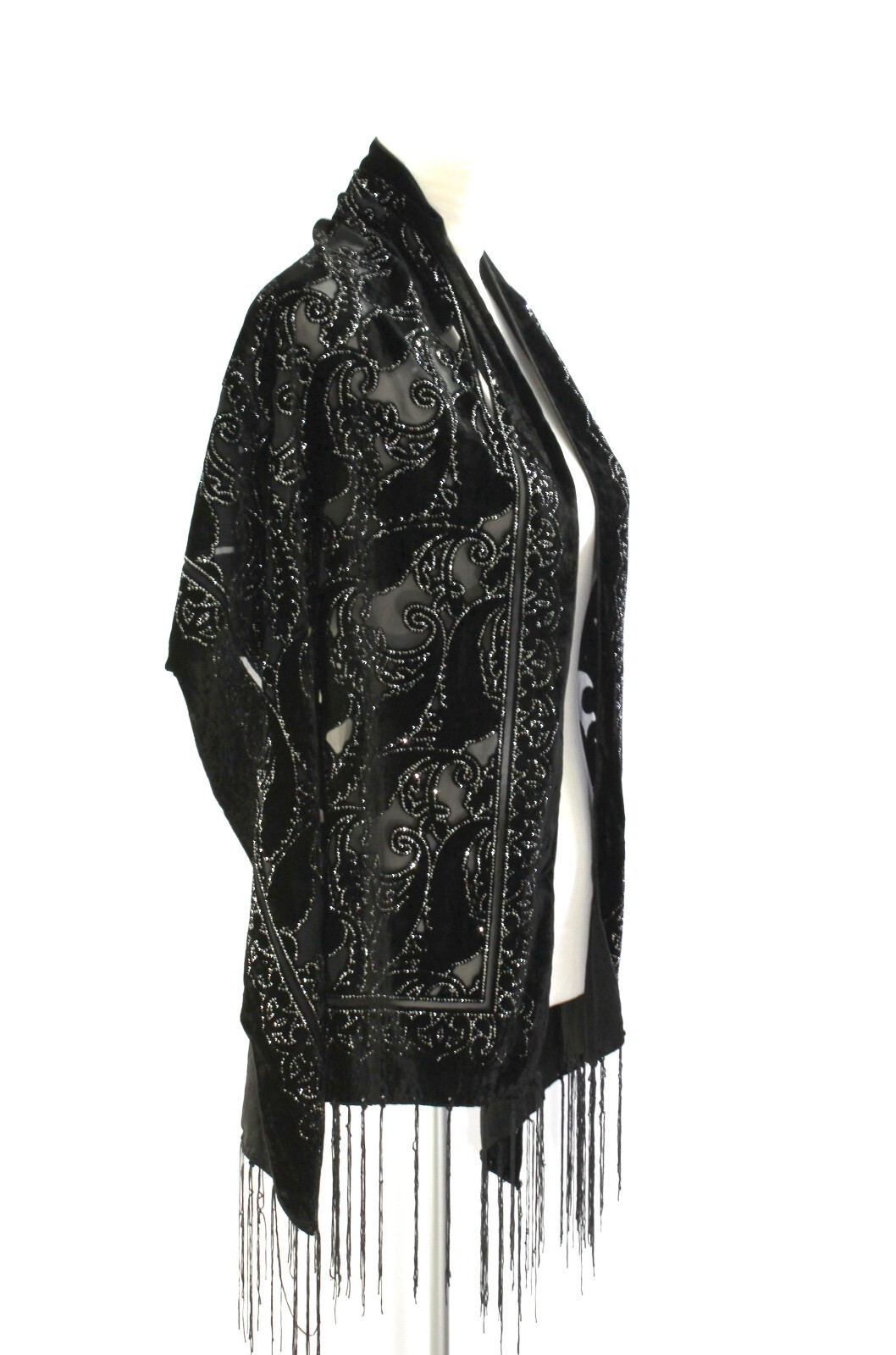 Elegant Style All Black Floral Color Flower Silk Burnout Velvet Shawl Scarf Wrap