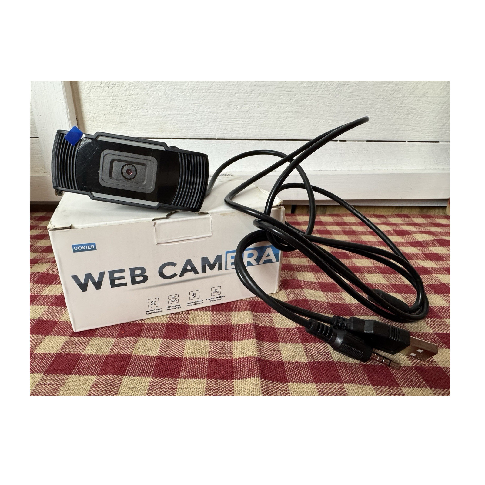 UOKIER Webcam 1080P HD USB 2.0, 120° Wide-Angle, Noise Reduction MIC, Black