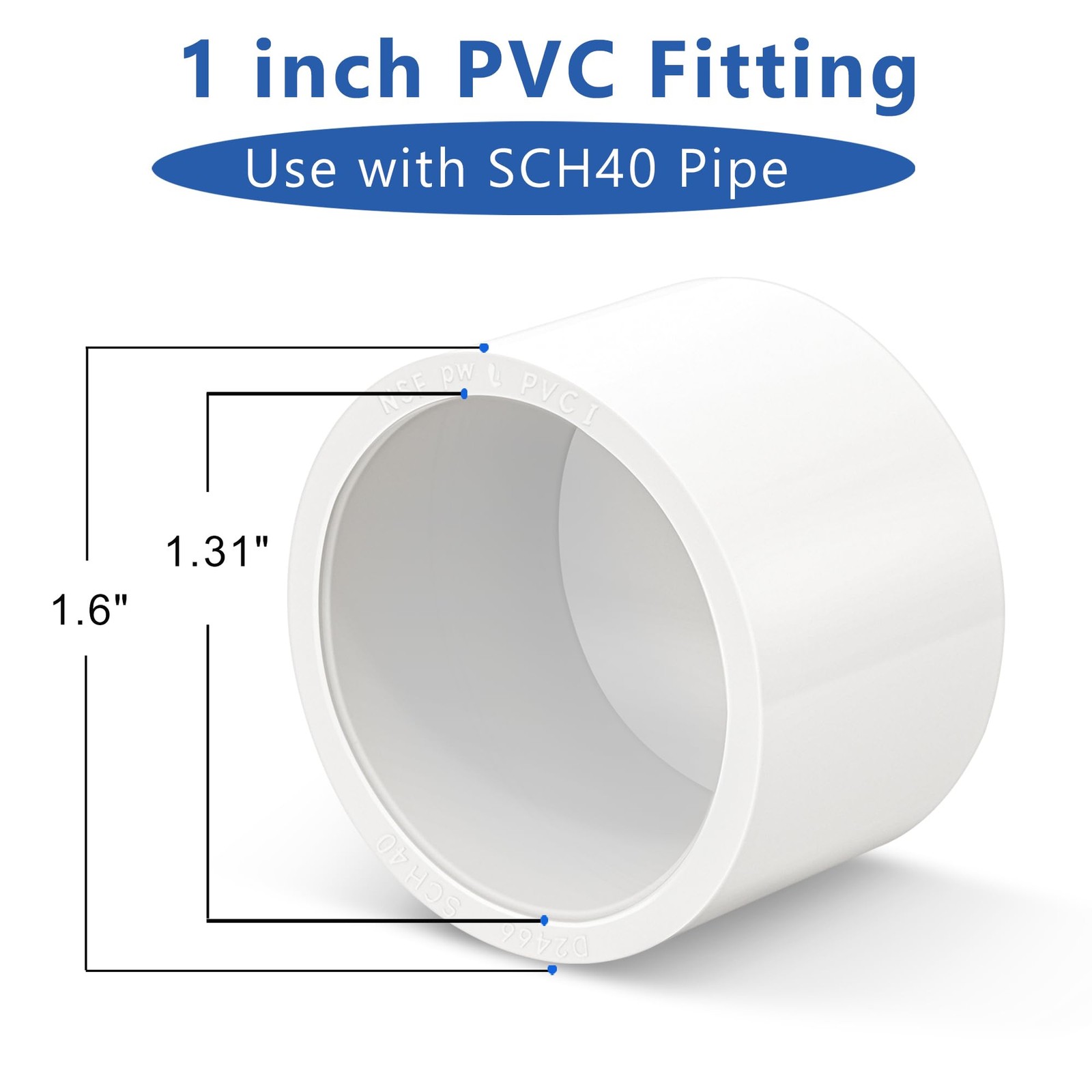 1 inch PVC Fitting End Cap, 10-Pack Pipe Elbow Cap - 1 in, White