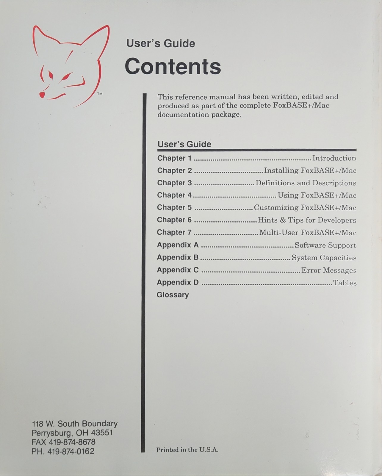 FoxBASE+/Mac User’s Guide – Fox Software
