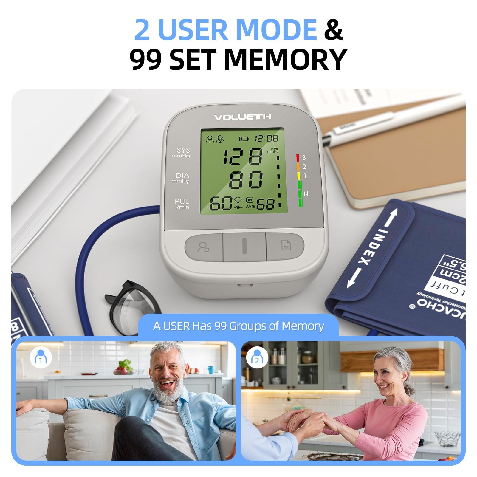 VOLUETH Upper Arm Blood Pressure Cuff, Small/Large Cuff Size