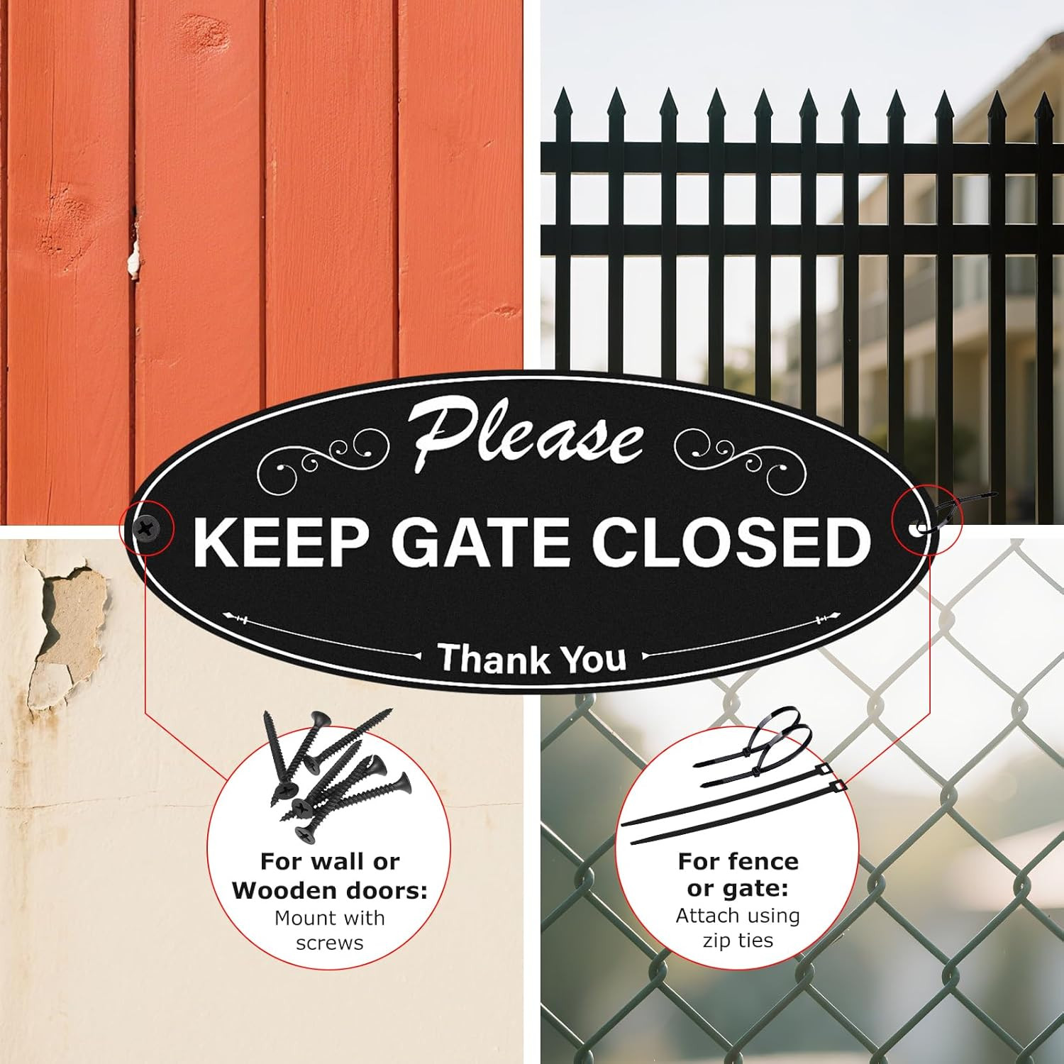 2 Pack Please Keep Gate Closed Sign 10 x 4 Inch Reflective Aluminum Yard Sign Ru