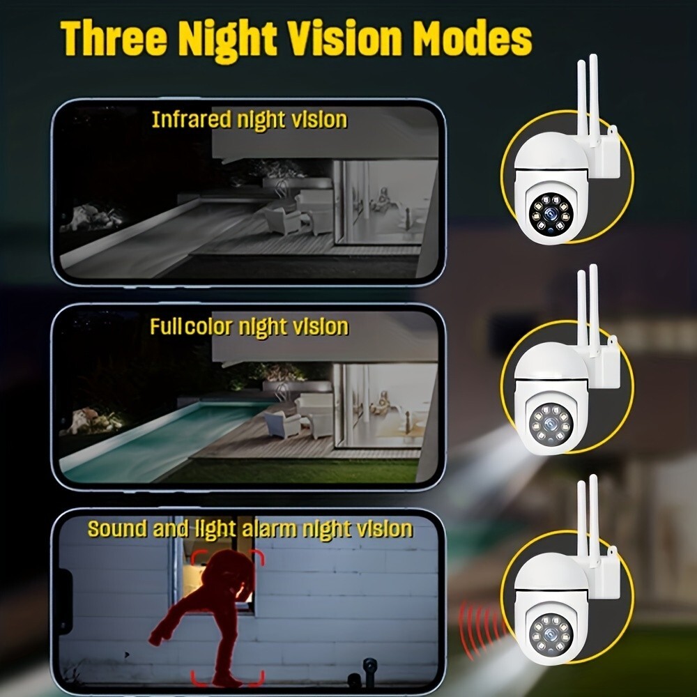 3Pcs Wireless WiFi Security Camera System Night Vision 1080P Camera(No adapter)