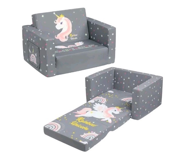ALIMORDEN 2-in-1 Flip Out Comfy Toddler Couch, Lovely Kids Chair Convertible...