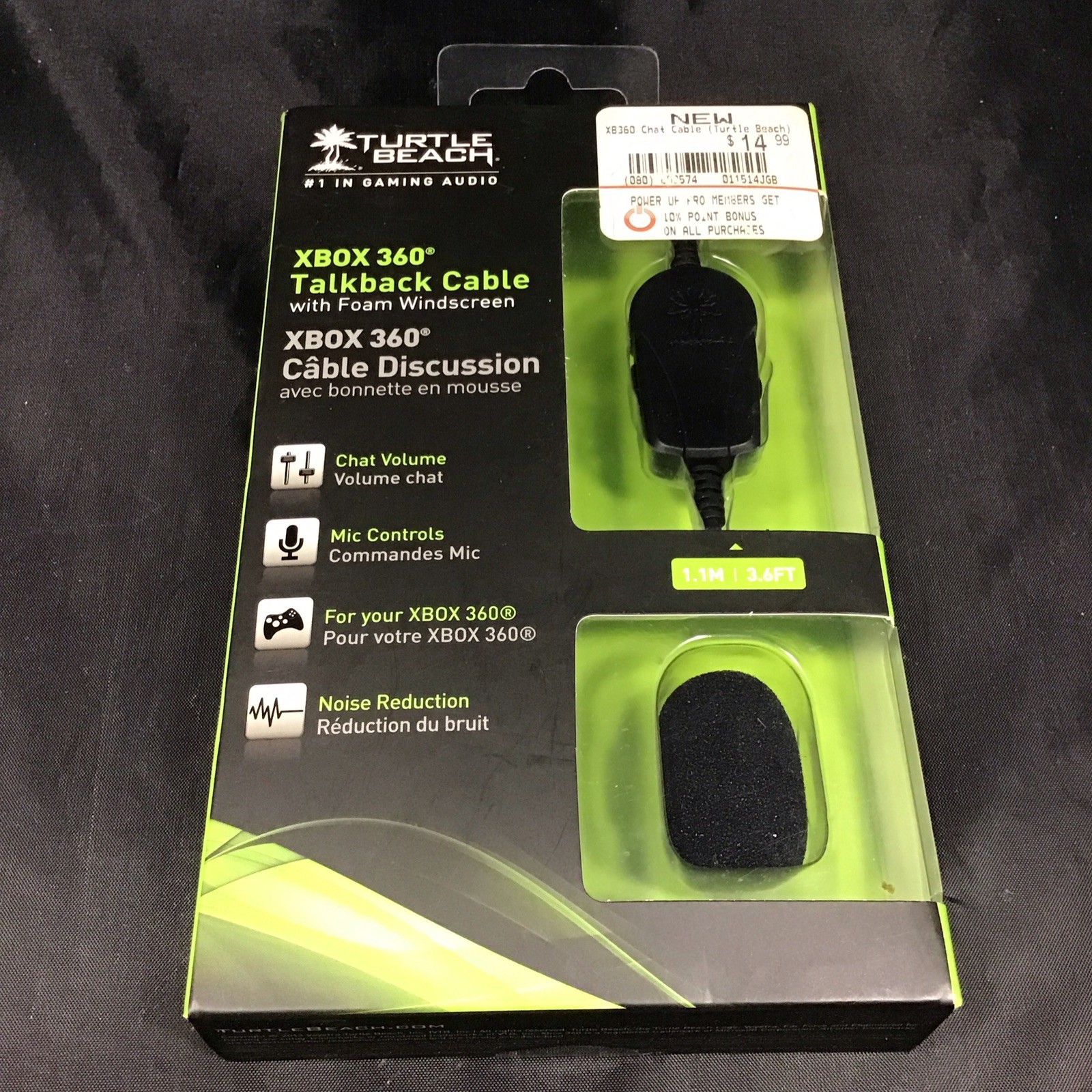 New Turtle Beach Xbox 360 Talkback Cable with Foam Windscreen