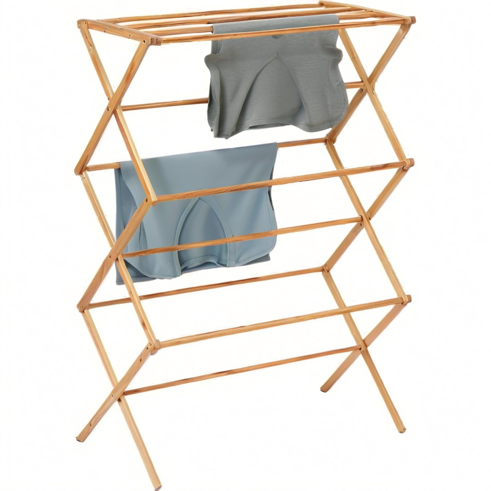 Collapsible Bamboo Drying Rack – Foldable Laundry Drying Stand for Indoor/Out...