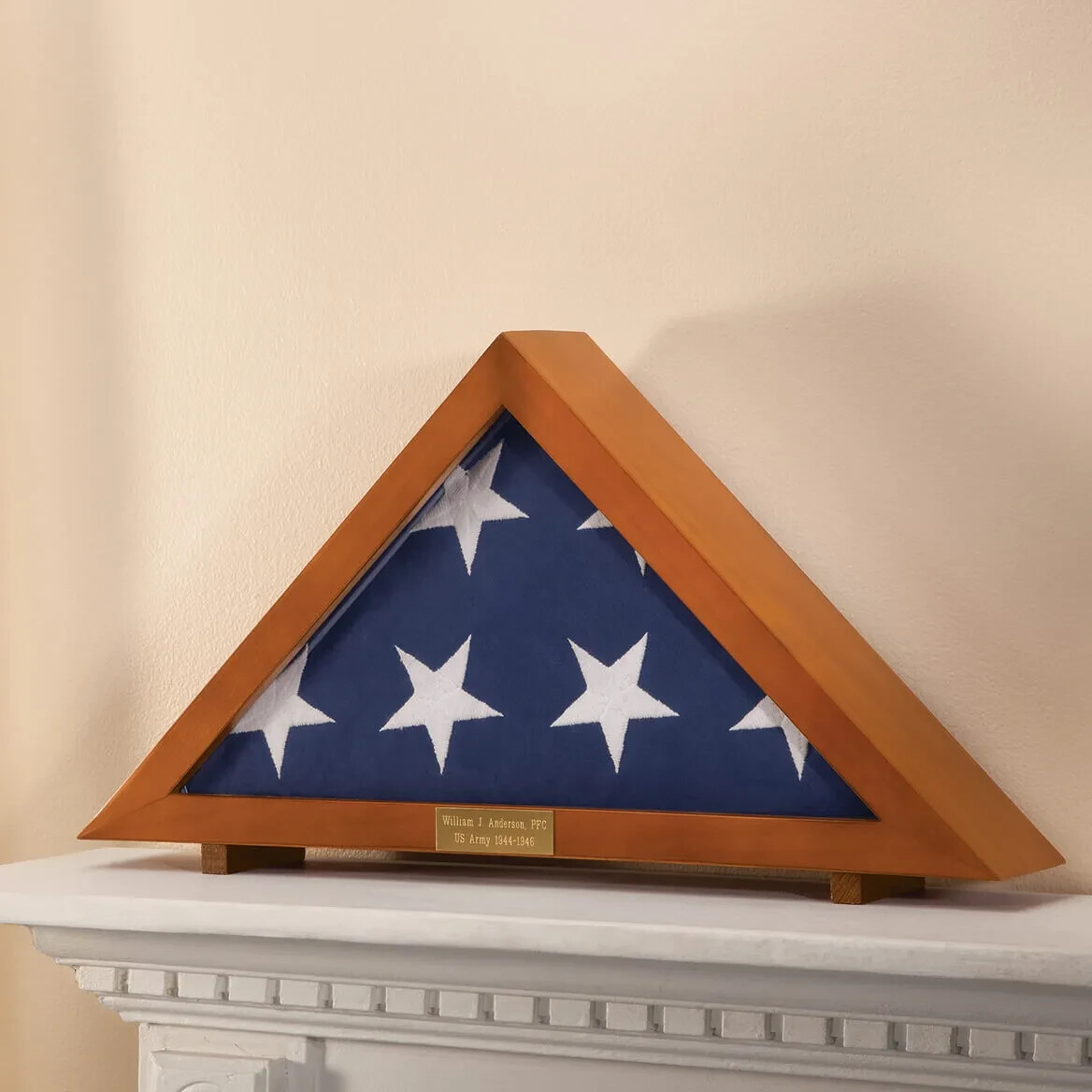 Memorial Burial Flag Display Case with Free PERSONALIZED Plaque Military