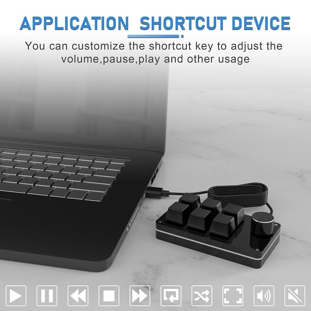 Macro Keyboard Knob 6 Key + 1 Knob Programmable Mechanical Keypad