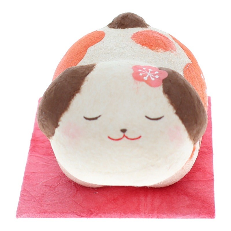 Ryukodo Washi Paper Dog Zodiac Ornament, Flower Design (Made in Japan)