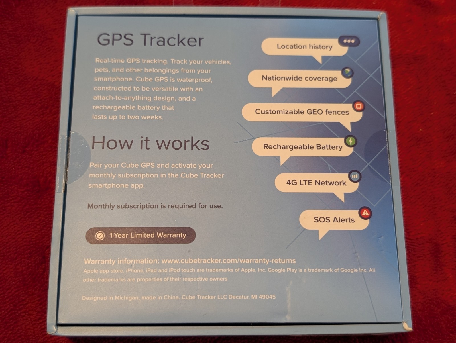 Cube GPS Tracker with Collar attachments , Real-Time Tracking - 4G Cellular