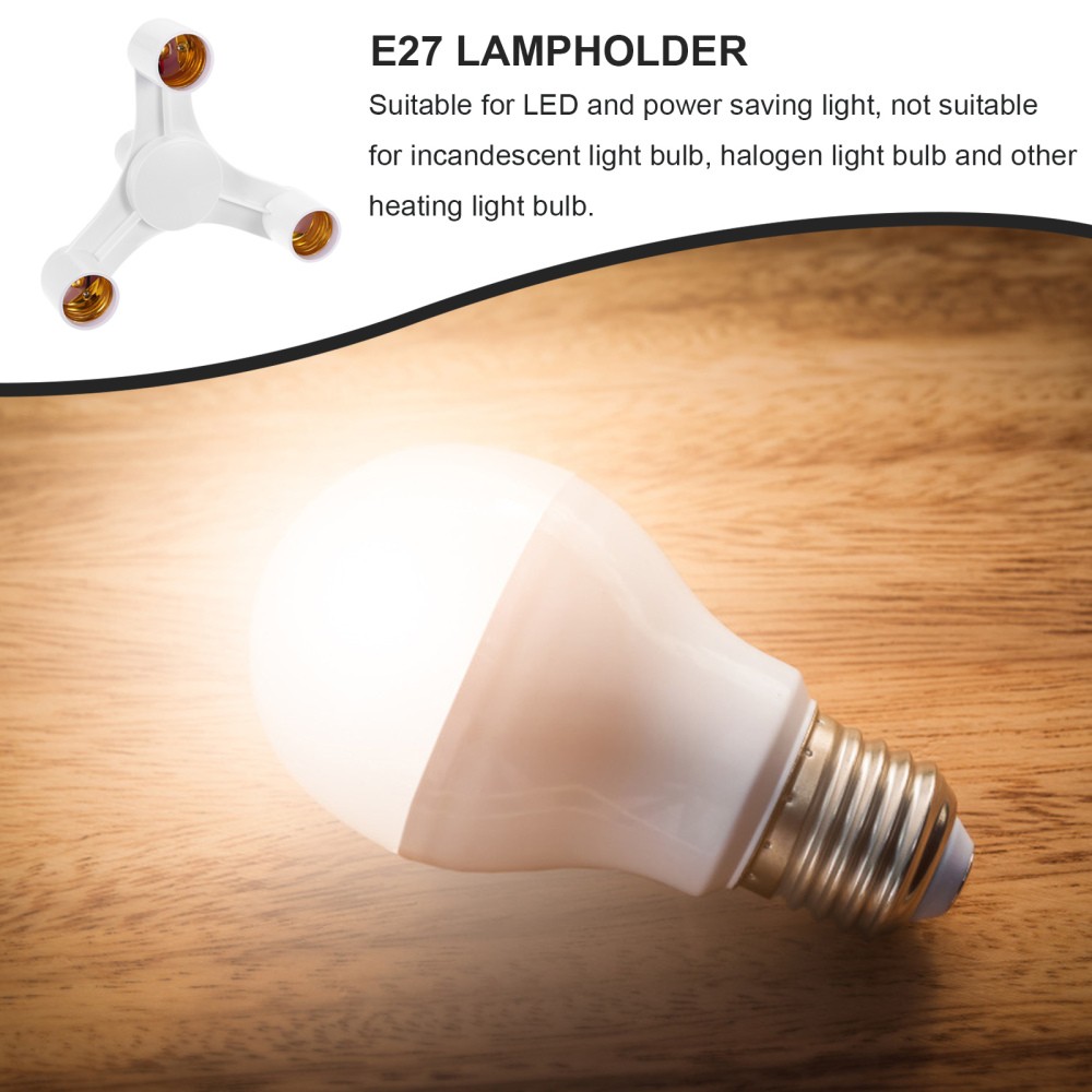 2 Pcs Light Conversion Socket E27 Triple Household Lampholder Adapter