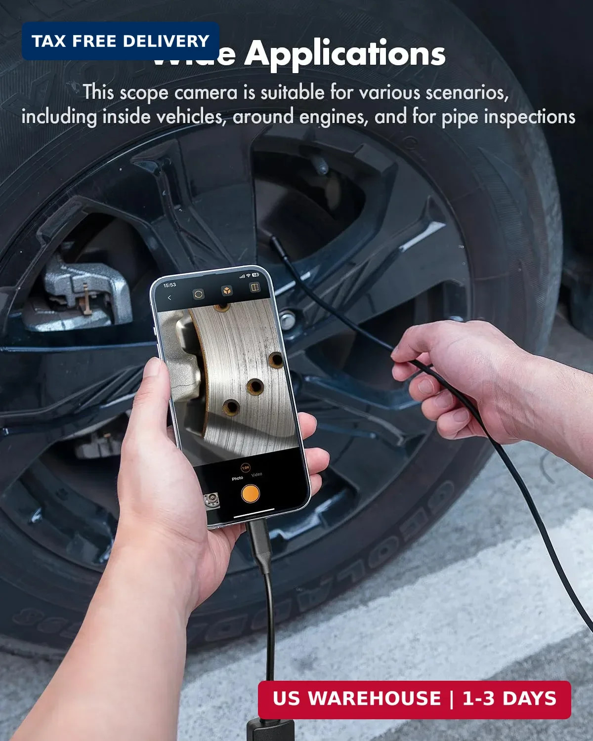 Endoscope Camera with Light, 1920P HD Borescope with 8 Adjustable LED Lig