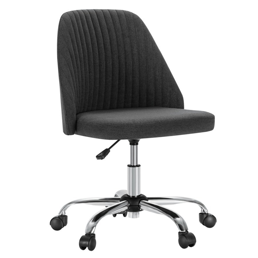 OLIXIS Grey Armless Fabric Office Chair Adjustable Swivel for Small Spaces