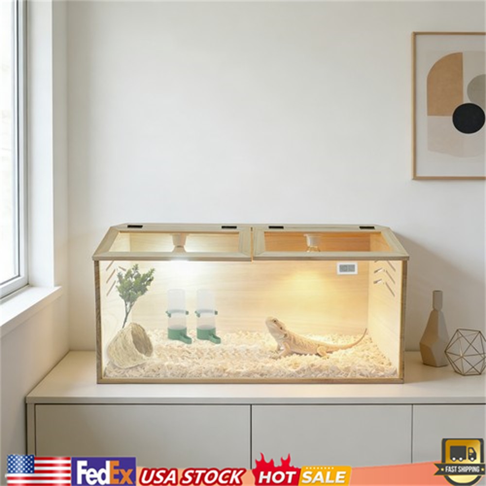 Wood Brooder Box Complete Chick Incubator Nest w/Heat Lamp Thermometer Reptile