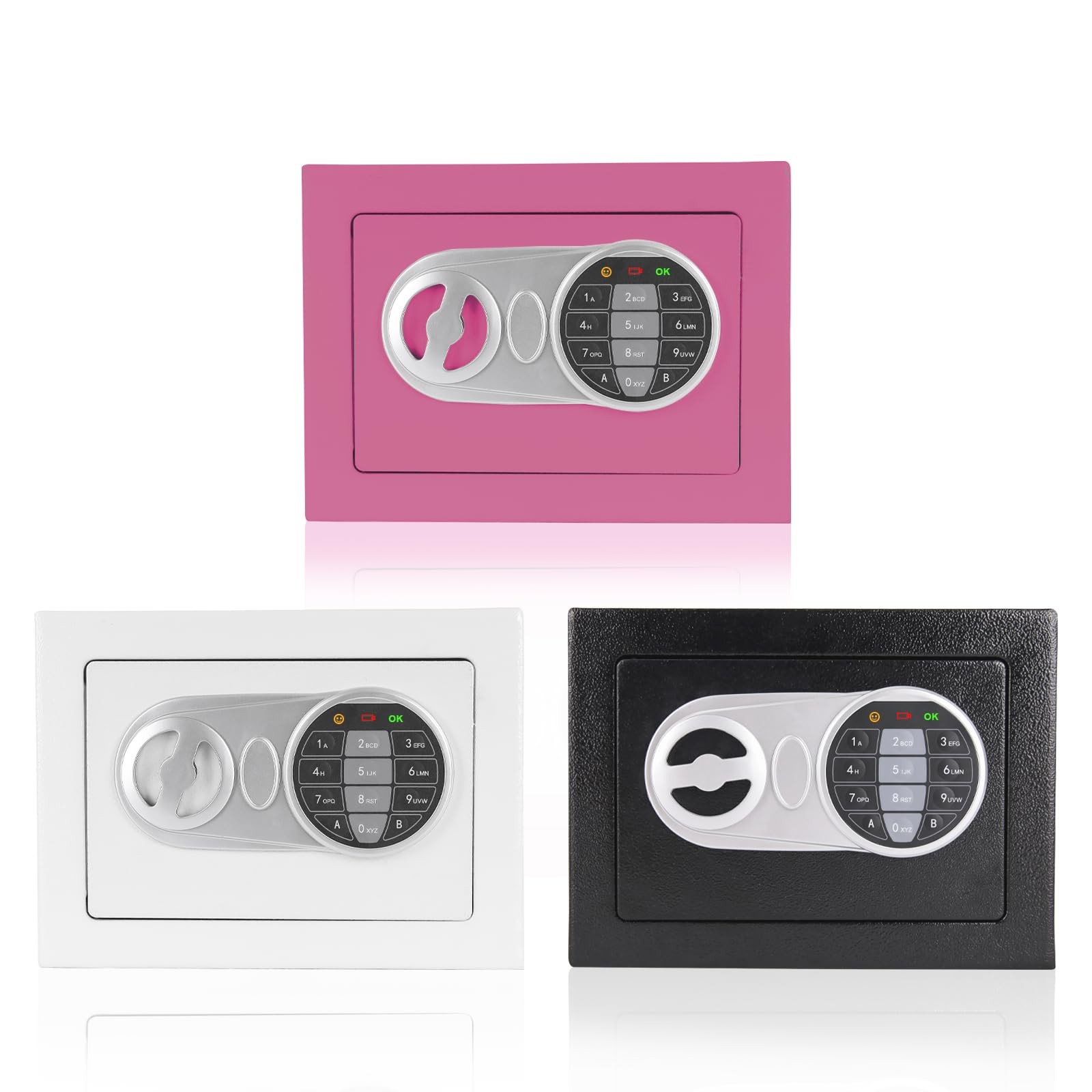 Pink Safe Box with Sensor Light Electronic Digital Keypad Steel Small Safe