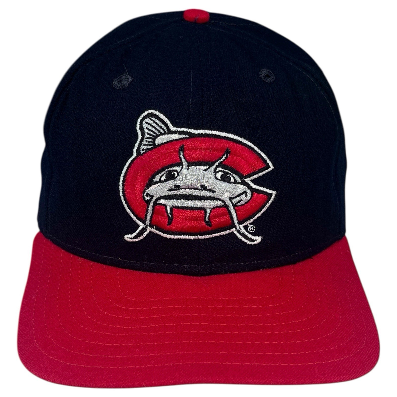 Vtg 90's Carolina Mud Cats Hat New Era Pro Model MiLB Wool SnapBack Baseball Cap