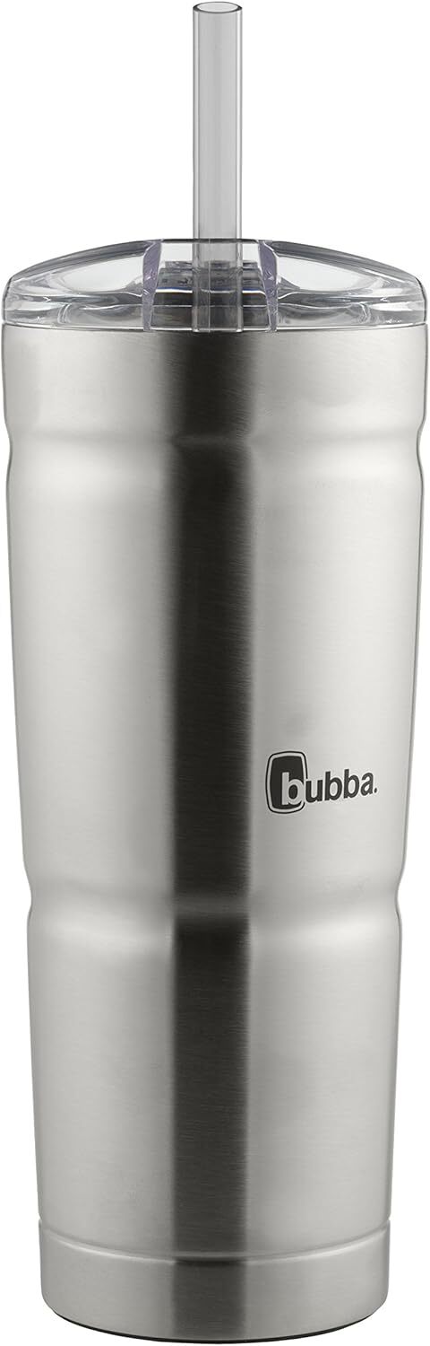 24oz Stainless Steel Insulated Tumbler with Clear Lid and Straw BPA Free