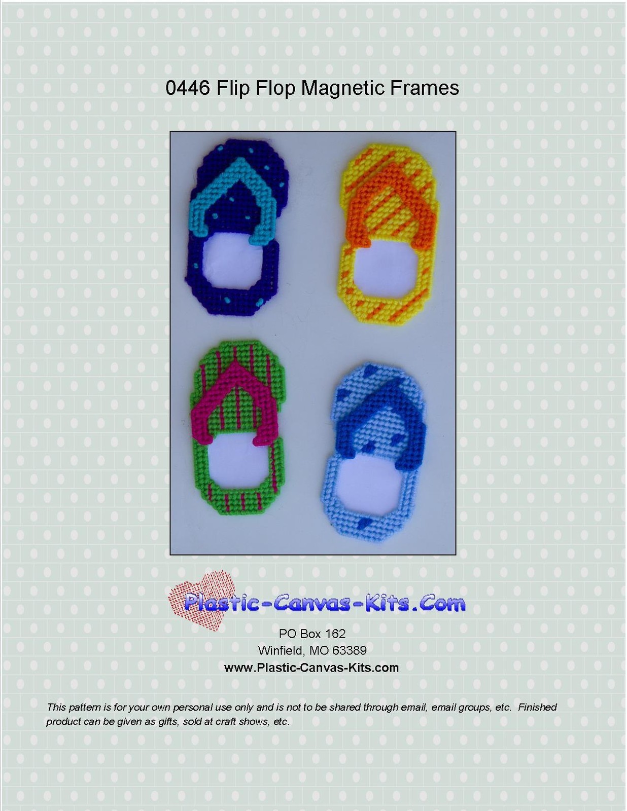 Flip Flops Magnetic Picture Frames- Plastic Canvas Pattern or Kit