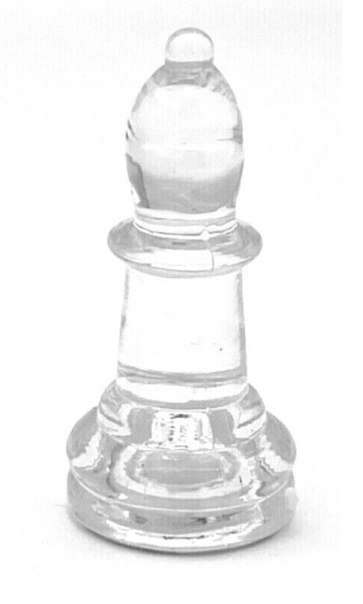 Chess Piece - Clear Glass Bishop With Black Felt Bottom 2.37" Tall 1.15" Base