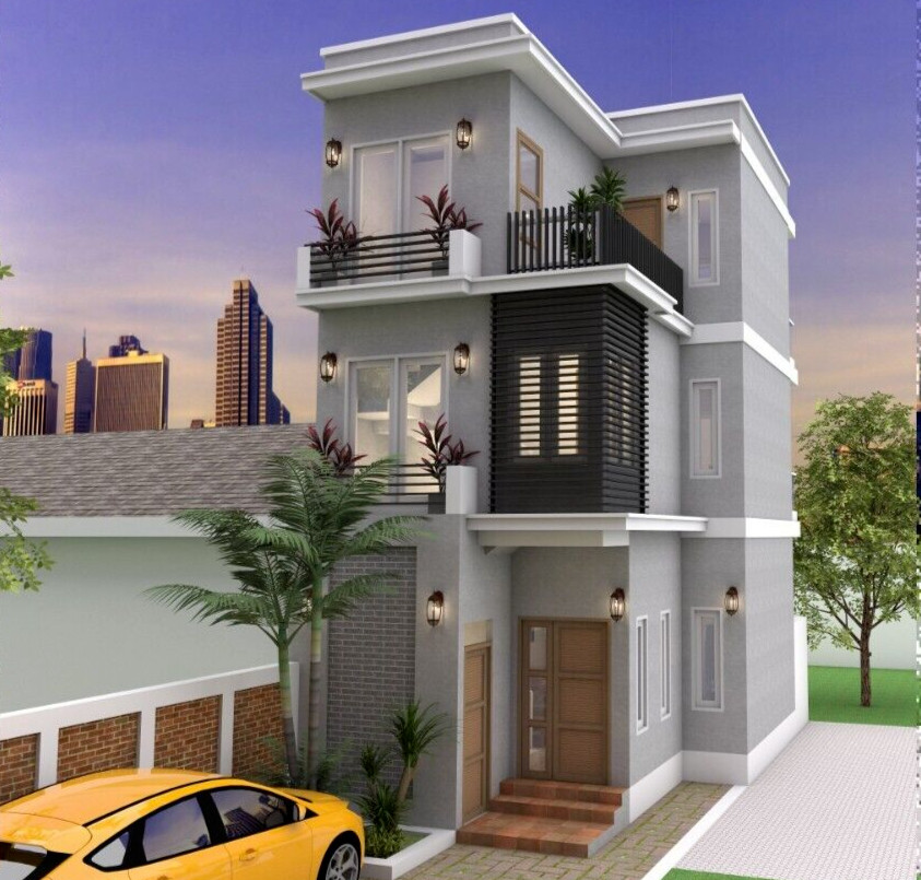 17x26 Small Home Design Plan 5x8 Meter  2 Beds 3 Baths PDF Plans (A4 Hard Copy)