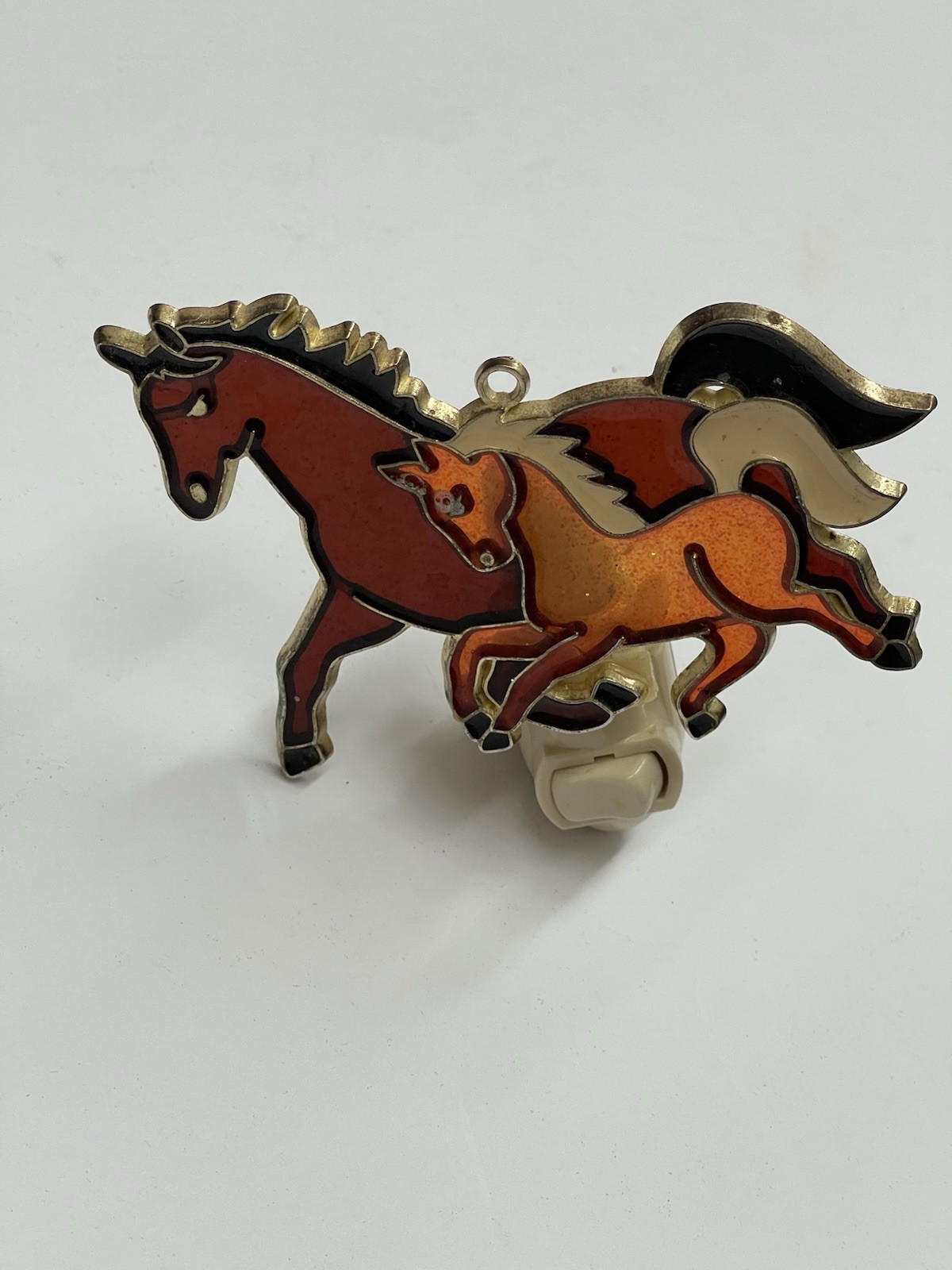 Vintage Faux Stained Glass Carousel Horse Glitter Night light