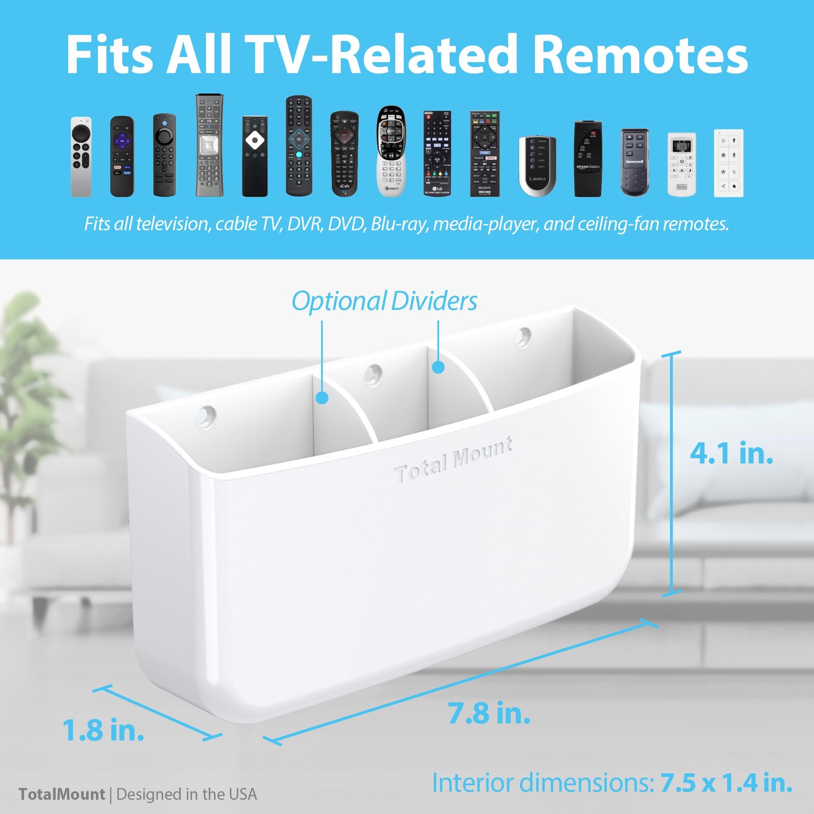 Hole-Free Remote Holder – Eliminates Need to Drill Holes in Your Wall (Premiu...