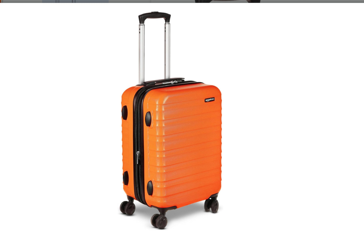 Basics 21" Hardside Spinner Suitcase - Orange, Expandable 25%, Telescoping Handl