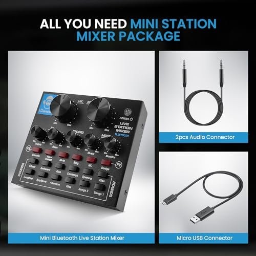 IDANCE Professional Wireless Audio Mixer, 8 Channel Bluetooth Broadcasting...