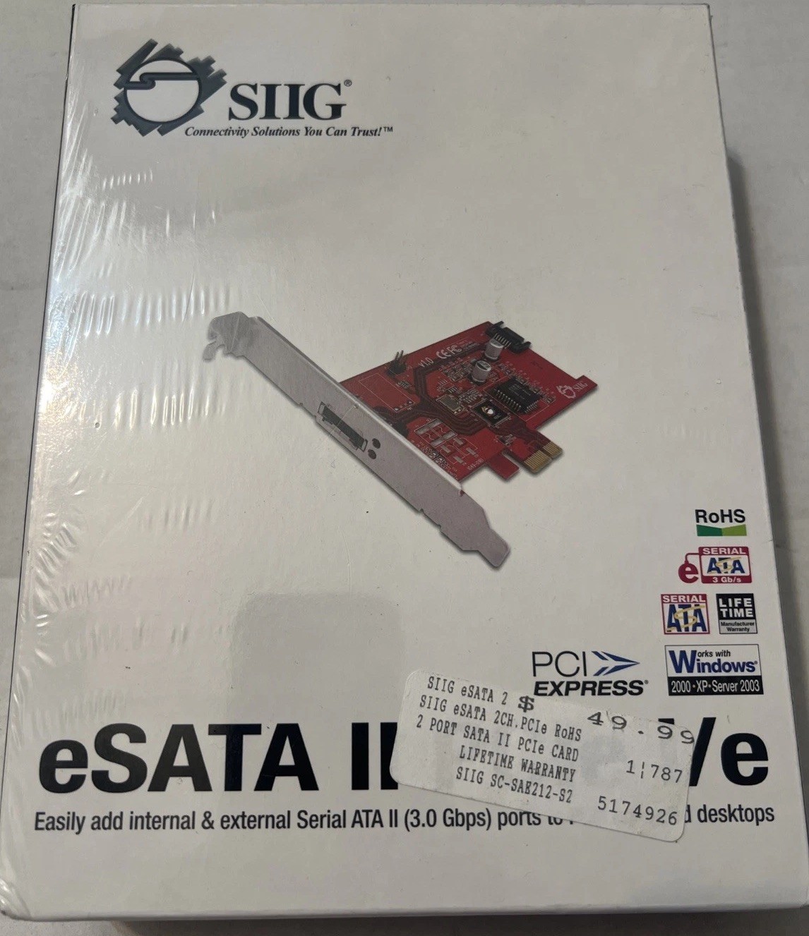 SIIG e SATA II PCIe i/e Adapter Interface Cards PCI Express Desktops SEALED