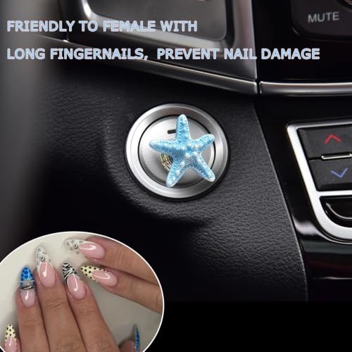 Starfish Car Push Start Button Cover,Cute Beach Car Engine Ignition Protector