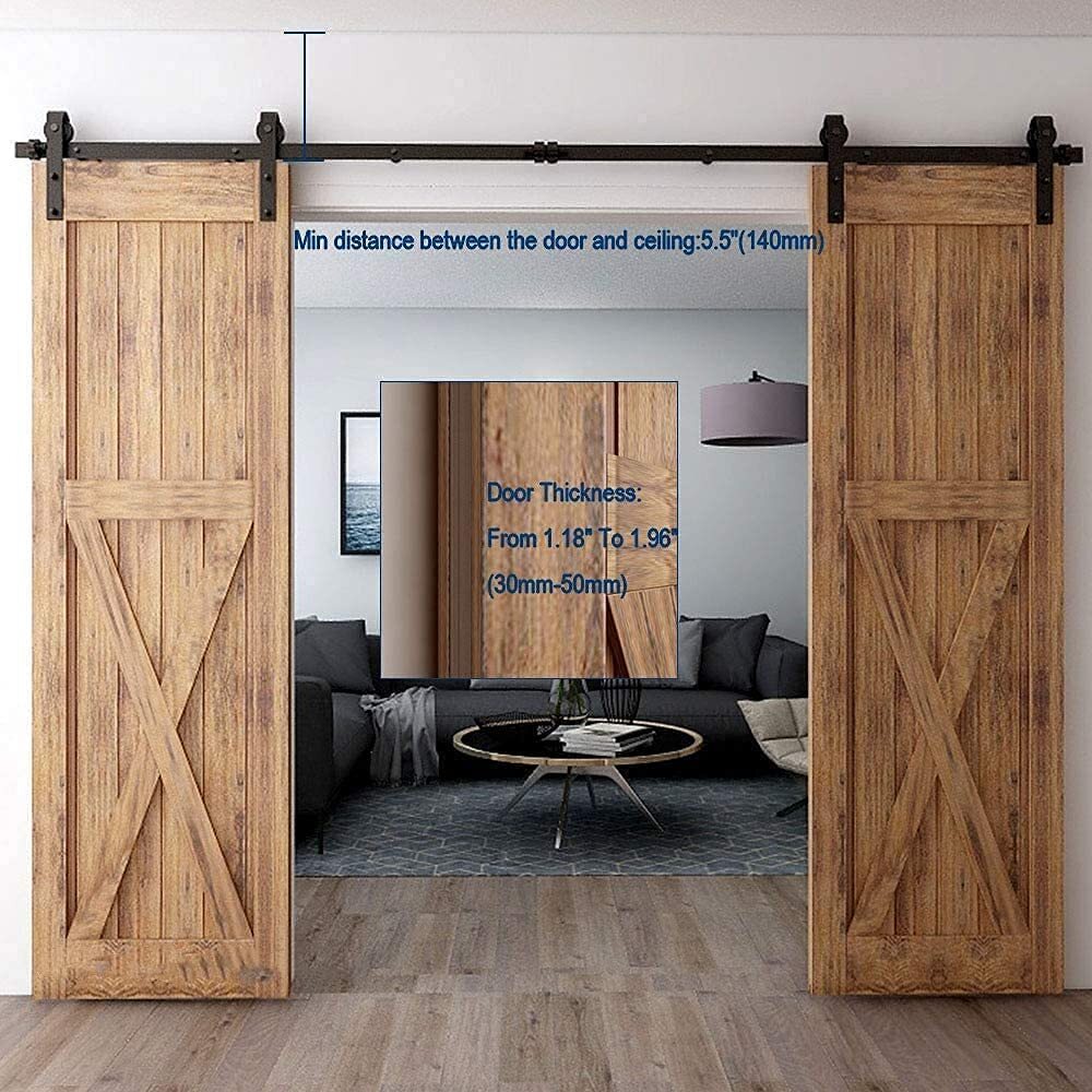 5-20FT Sliding Barn Door Hardware Roller Track Kit for Single Double Door