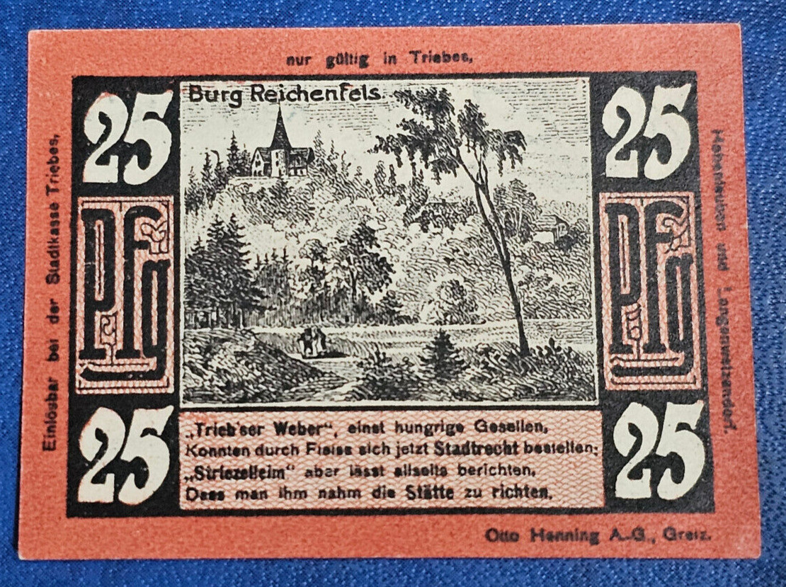 REICHENFELS TRIEBES NOTGELD 25 PFENNIG 1921 EMERGENCY MONEY GERMANY [🇩🇪35428]
