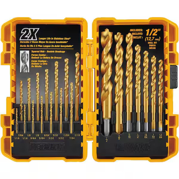 DEWALT Titanium Nitride Coated Pilot Point Drill Bit Set (21-Piece)