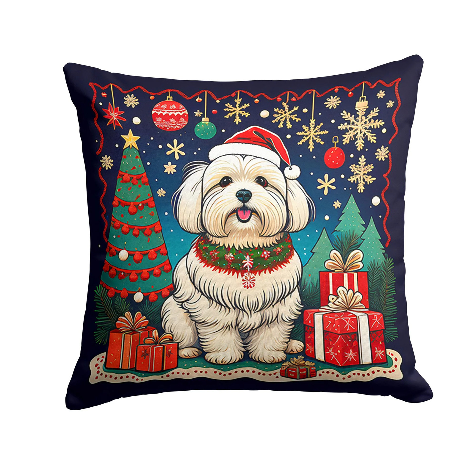 Coton De Tulear Christmas Throw Pillow Machine Washable, Indoor Outdoor