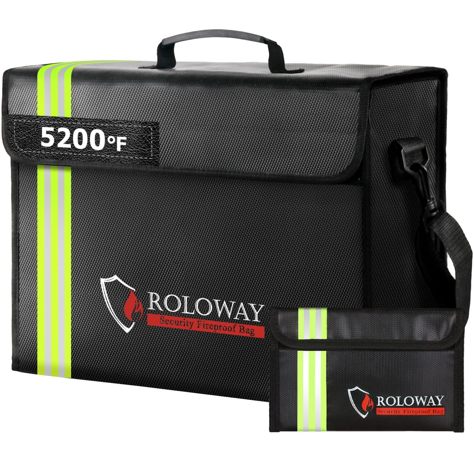 ROLOWAY Large Fireproof Bag 5200°F Heat Insulated (17 x 12 x 5.8 inches) with Re