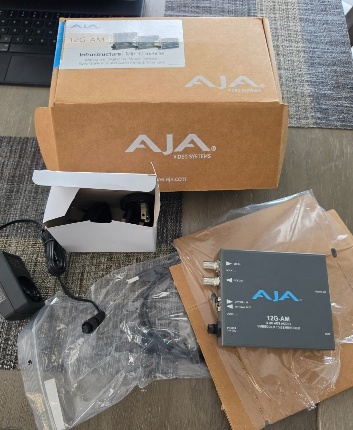 AJA 12G‑AM 8‑Channel AES Audio Embedder/Disembedder, NO XLR Breakout. Pre-owned.